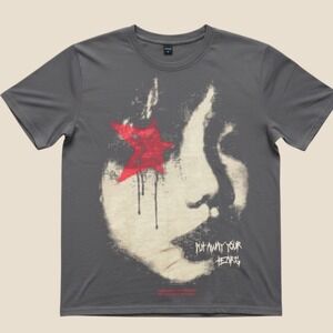 Romwe Men's Grunge Punk‎ T-shirt distinctive red star and face graphic S NET